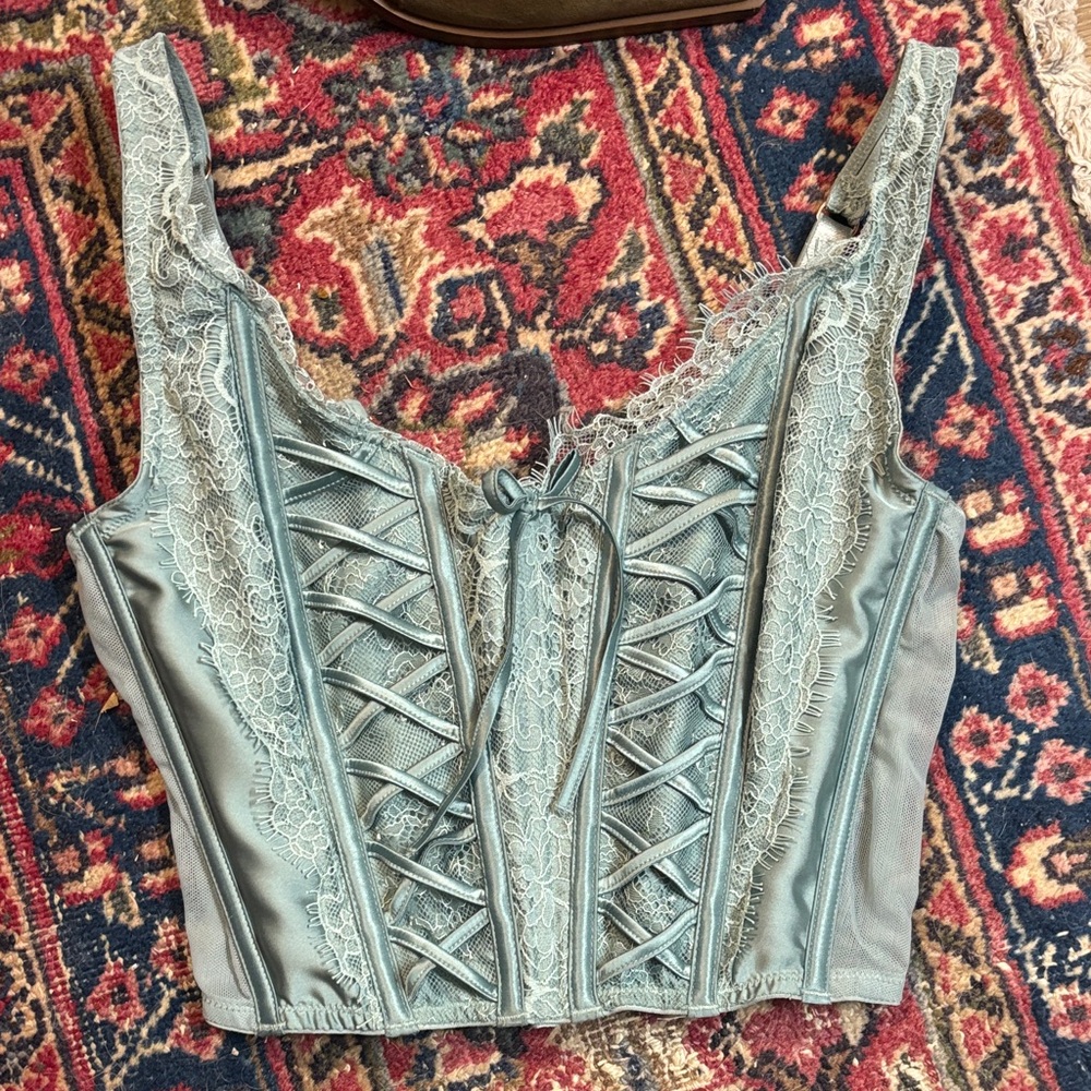 Victoria's Secret Lace-Up Corset in Aqua